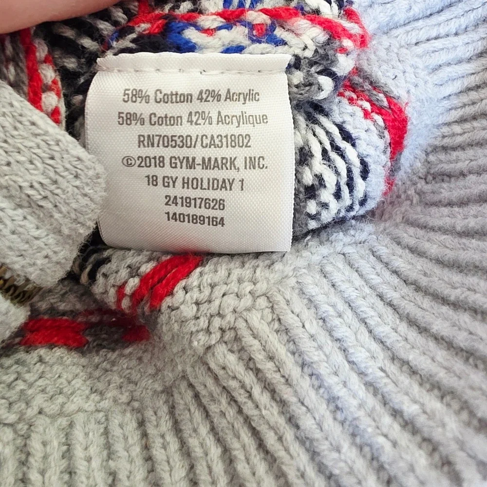 Gymboree Baby Boys Gray Fair Isle Hooded Zip Up Knit Sweater‎ 0-3 Months